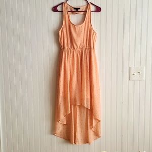 Light coral high low dress with white and light purple diamond pattern